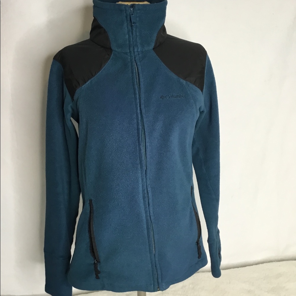 Columbia dark teal blue/black jacket zip up